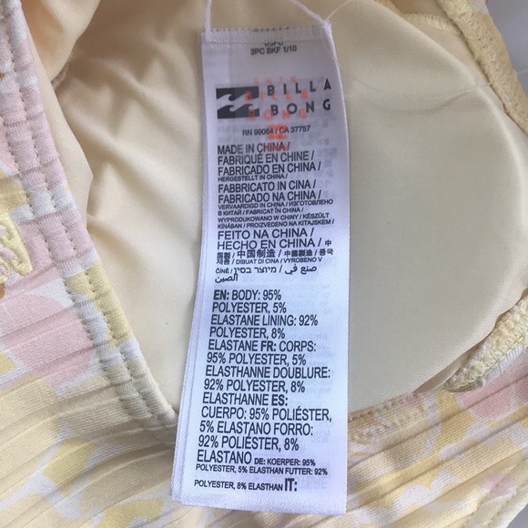 Billabong make you mine tank bikini top size medium/10 yellow fade NWT - Picture 5 of 6